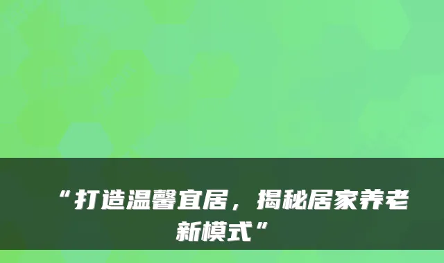 “打造温馨宜居,揭秘居家养老新模式”