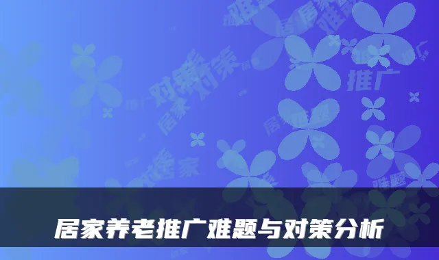 居家养老推广难题与对策分析