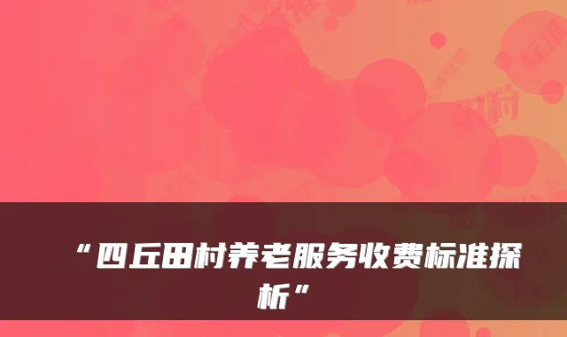“四丘田村养老服务收费标准探析”