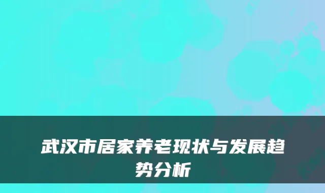 武汉市居家养老现状与发展趋势分析
