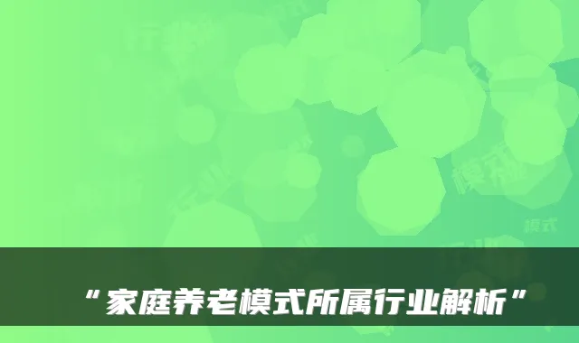 “家庭养老模式所属行业解析”