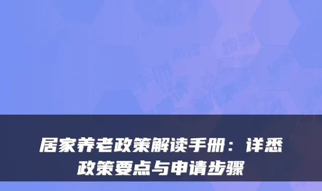 居家养老政策解读手册:详悉政策要点与申请步骤
