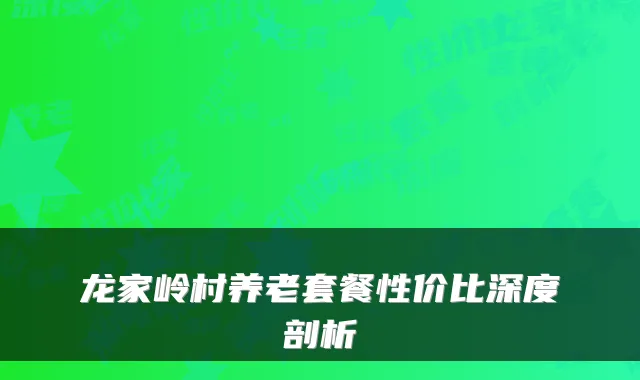 龙家岭村养老套餐性价比深度剖析