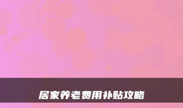 居家养老费用补贴攻略
