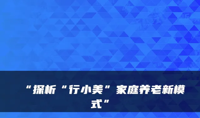 “探析“行小美”家庭养老新模式”