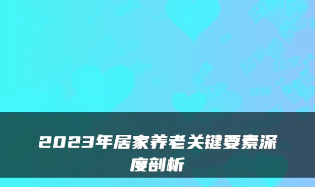 2023年居家养老关键要素深度剖析
