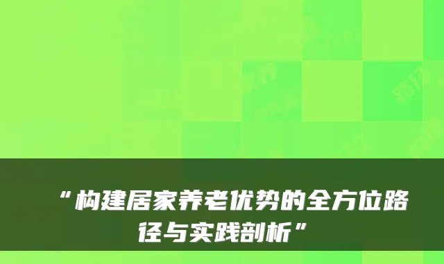 “构建居家养老优势的全方位路径与实践剖析”