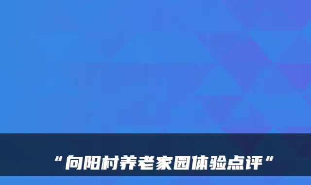 “向阳村养老家园体验点评”