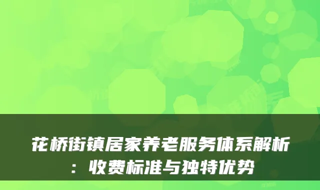 花桥街镇居家养老服务体系解析:收费标准与独特优势
