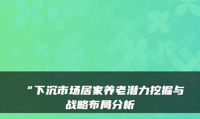 “下沉市场居家养老潜力挖掘与战略布局分析
