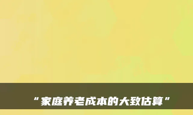 “家庭养老成本的大致估算”