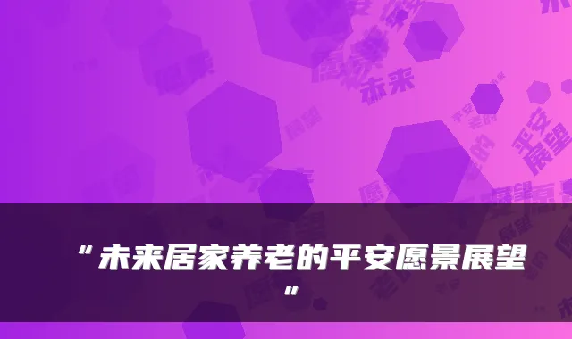 “未来居家养老的平安愿景展望”