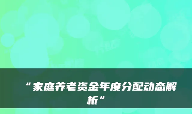 “家庭养老资金年度分配动态解析”