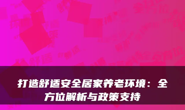 打造舒适安全居家养老环境：全方位解析与政策支持