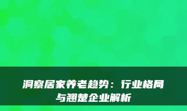 洞察居家养老趋势：行业格局与翘楚企业解析