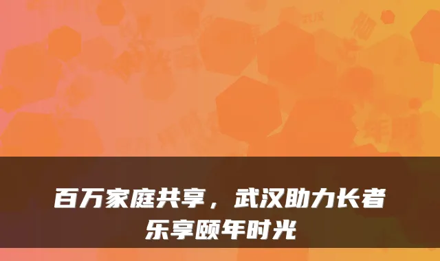 百万家庭共享，武汉助力长者乐享颐年时光