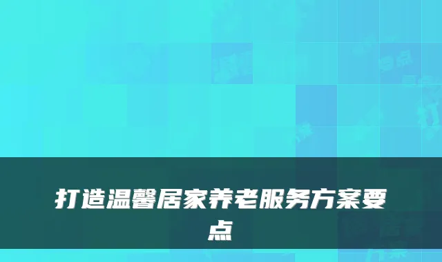 打造温馨居家养老服务方案要点