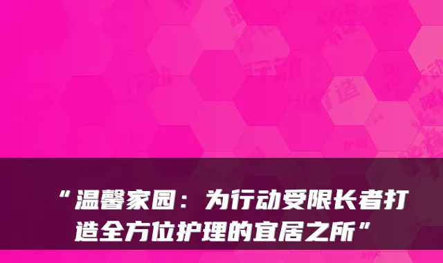 “温馨家园:为行动受限长者打造全方位护理的宜居之所”