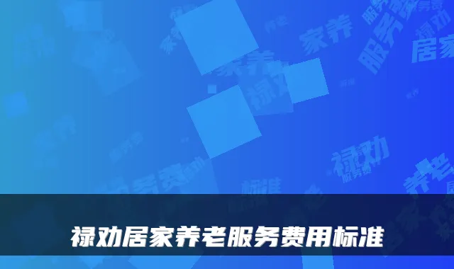 禄劝居家养老服务费用标准