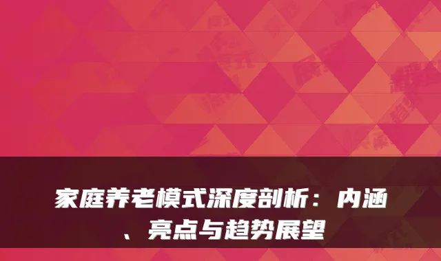 家庭养老模式深度剖析:内涵、亮点与趋势展望