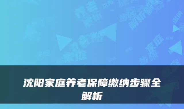 沈阳家庭养老保障缴纳步骤全解析
