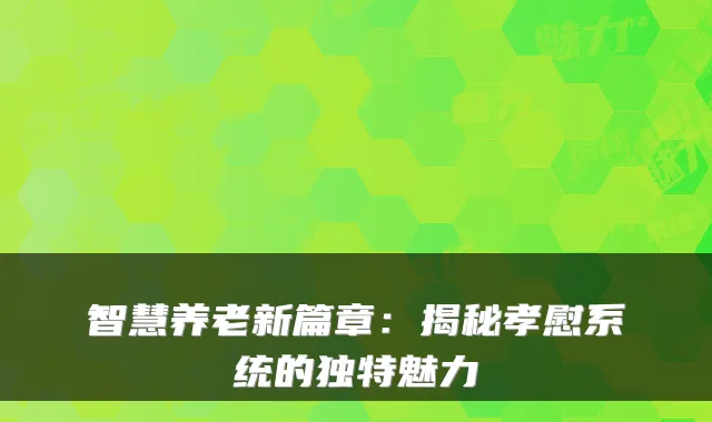 智慧养老新篇章:揭秘孝慰系统的独特魅力