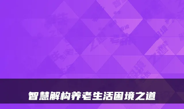 智慧解构养老生活困境之道