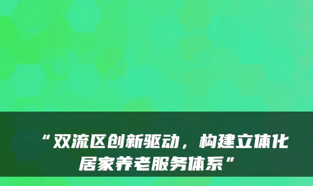 “双流区创新驱动,构建立体化居家养老服务体系”