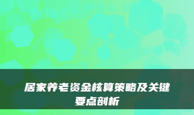 居家养老资金核算策略及关键要点剖析