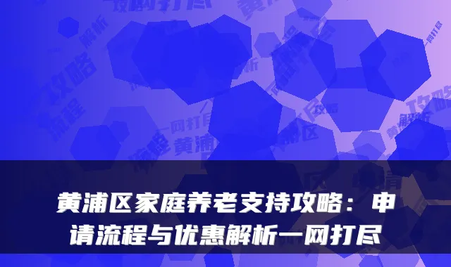 黄浦区家庭养老支持攻略：申请流程与优惠解析一网打尽