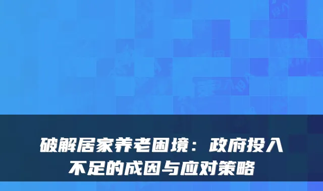 破解居家养老困境：政府投入不足的成因与应对策略