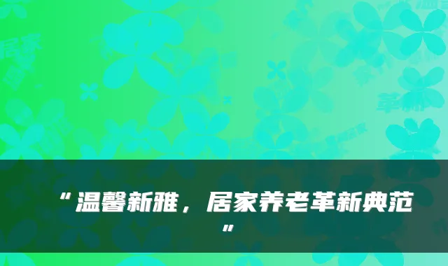 “温馨新雅,居家养老革新典范”