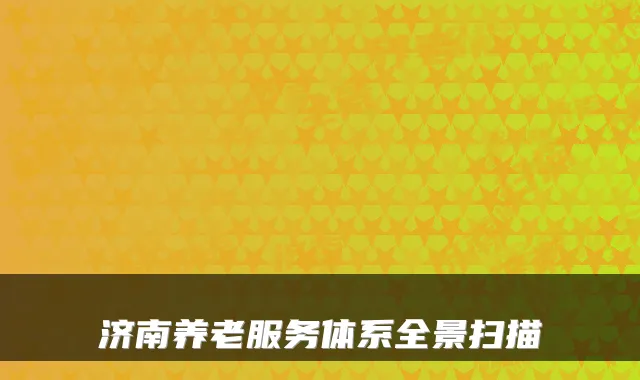 济南养老服务体系全景扫描