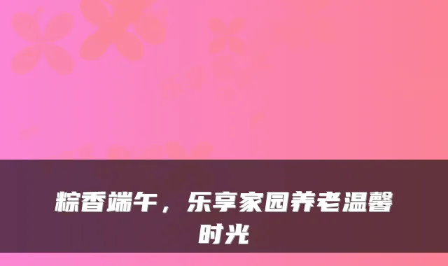 粽香端午,乐享家园养老温馨时光