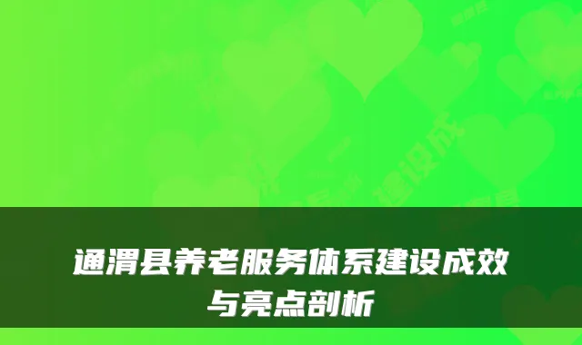 通渭县养老服务体系建设成效与亮点剖析
