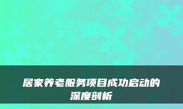 居家养老服务项目成功启动的深度剖析