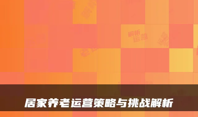 居家养老运营策略与挑战解析