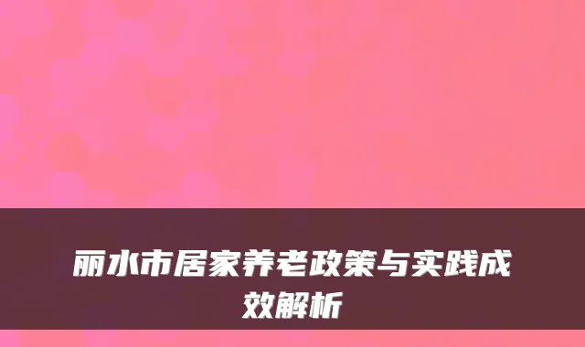丽水市居家养老政策与实践成效解析