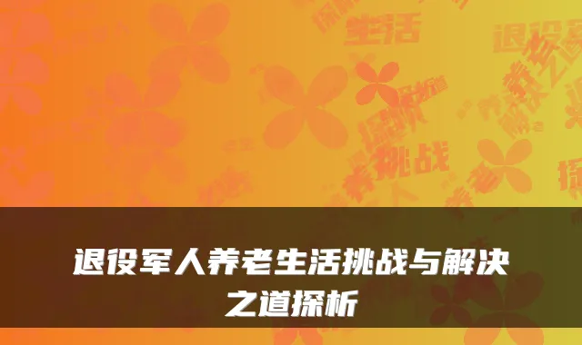 退役军人养老生活挑战与解决之道探析