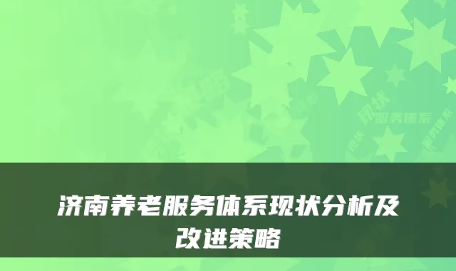 济南养老服务体系现状分析及改进策略