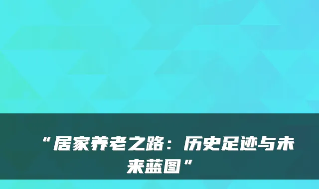 “居家养老之路:历史足迹与未来蓝图”
