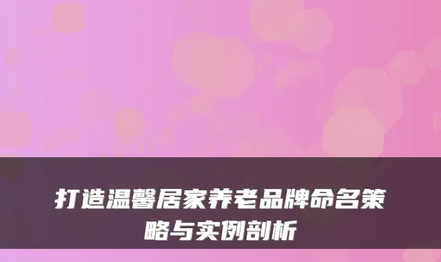 打造温馨居家养老品牌命名策略与实例剖析