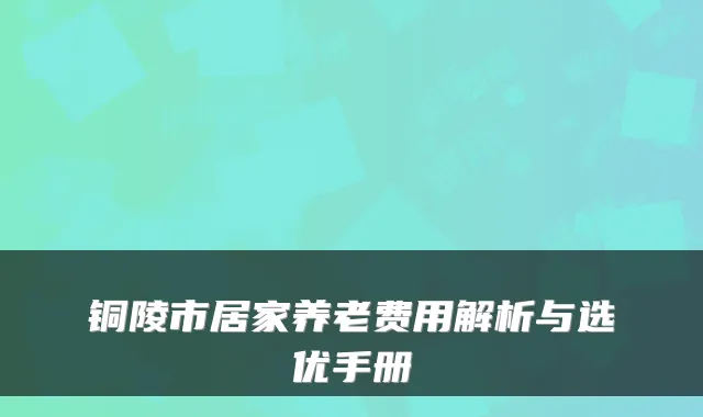 铜陵市居家养老费用解析与选优手册