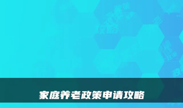 家庭养老政策申请攻略