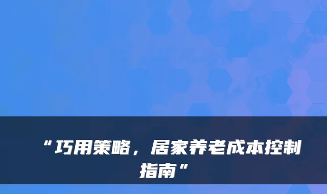 “巧用策略，居家养老成本控制指南”