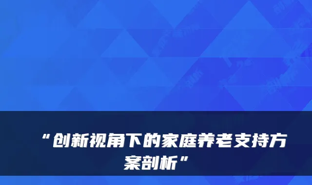 “创新视角下的家庭养老支持方案剖析”