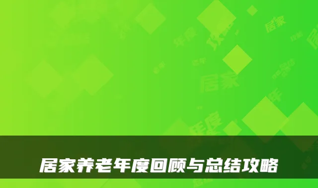 居家养老年度回顾与总结攻略