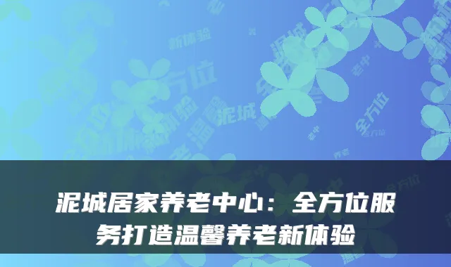 泥城居家养老中心:全方位服务打造温馨养老新体验
