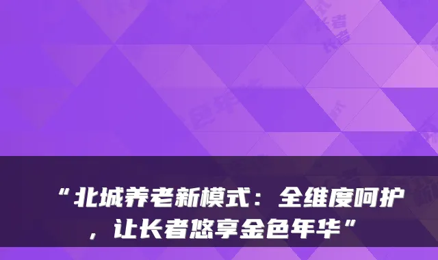 “北城养老新模式:全维度呵护,让长者悠享金色年华”