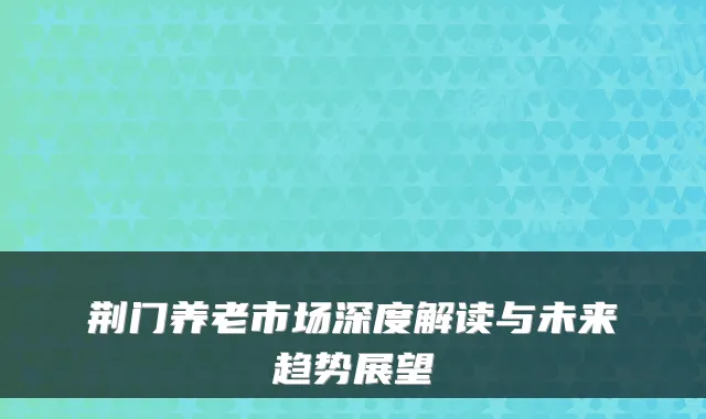 荆门养老市场深度解读与未来趋势展望